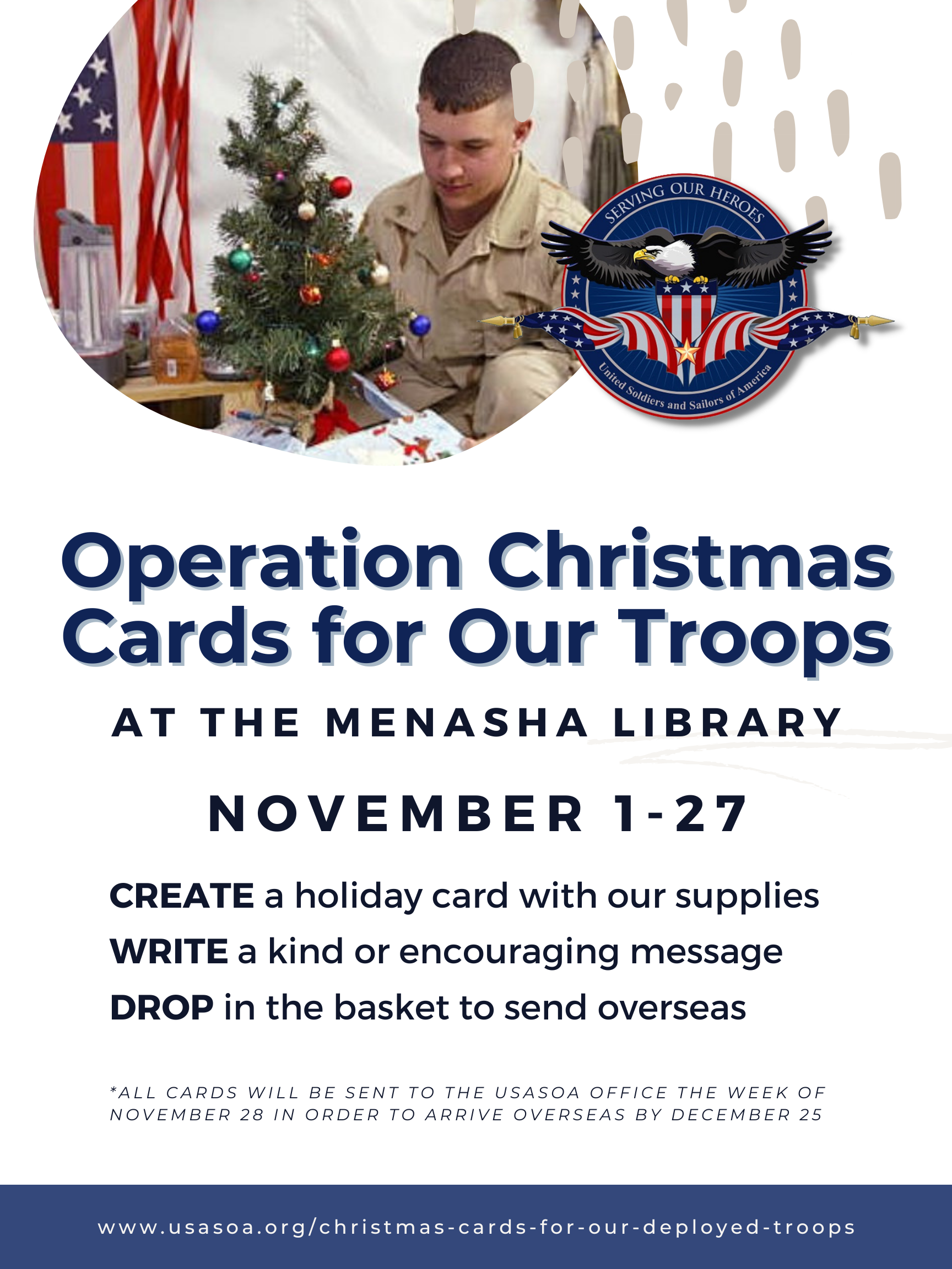 Christmas Cards for Our Troops (Nov. 127) Menasha Public Library